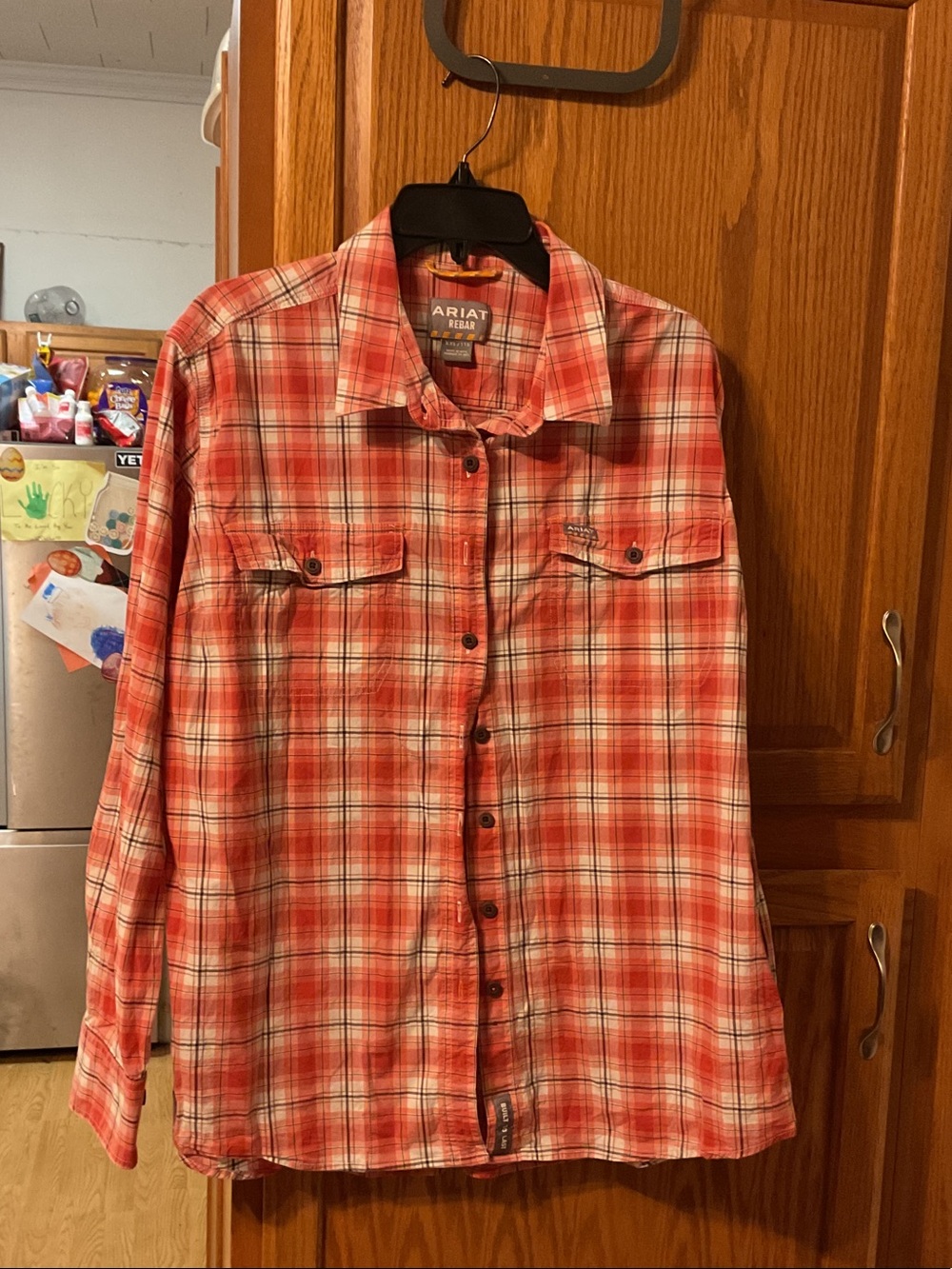 Ariat Rebar Red and White Plaid Western Button-Up Shirt